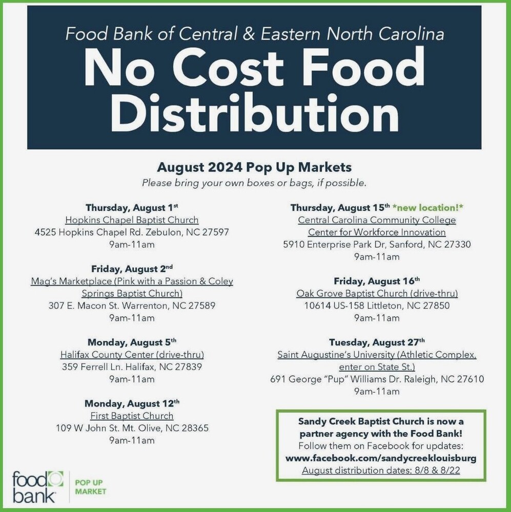 Free Food Distribution flyer with time and locations