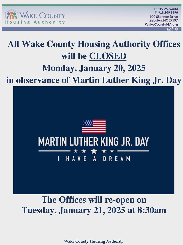 A banner advertising the holiday closing due to the Martin Luther King Jr. holiday