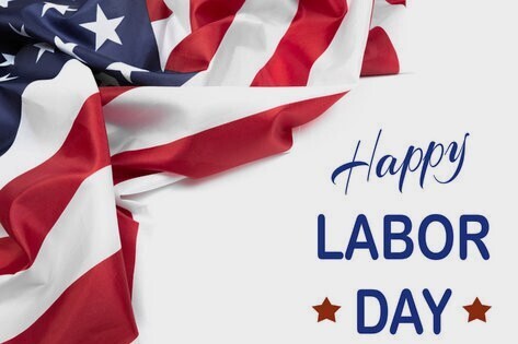 An American Flag advertising Labor Day Holiday