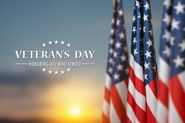 An American Flag advertising the Veterans Day holiday